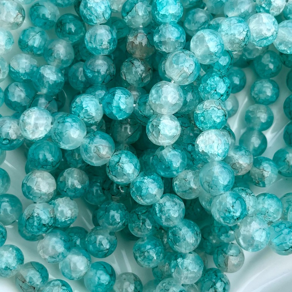 Marbled Ice Blue Beaded Bracelets NWOT